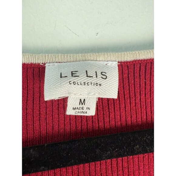 Le Lis Collection NWT Ribbed Top with Tie Detail Maroon Cream Size M Gameday Col - Picture 7 of 10